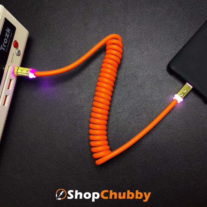 金メッキデザインの「ネオンチャビー」スプリング充電ケーブル