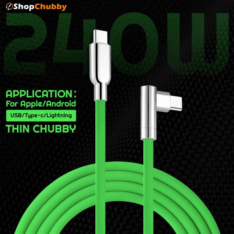 「Thin Chubby」240W充電ケーブル - 90°エルボデザインとミラーコネクタ