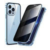 覗き見防止 両面ガラス メタル透明 iPhone用携帯電話ケース - 濃紺