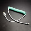 「カラーブロック チャビー」スプリング編みシリコン充電ケーブル - ライトブルー+ホワイト