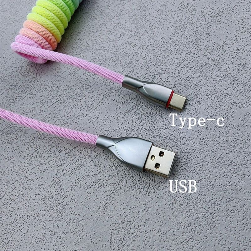 "Chubby" USB To Type C Spring Keyboard Cable