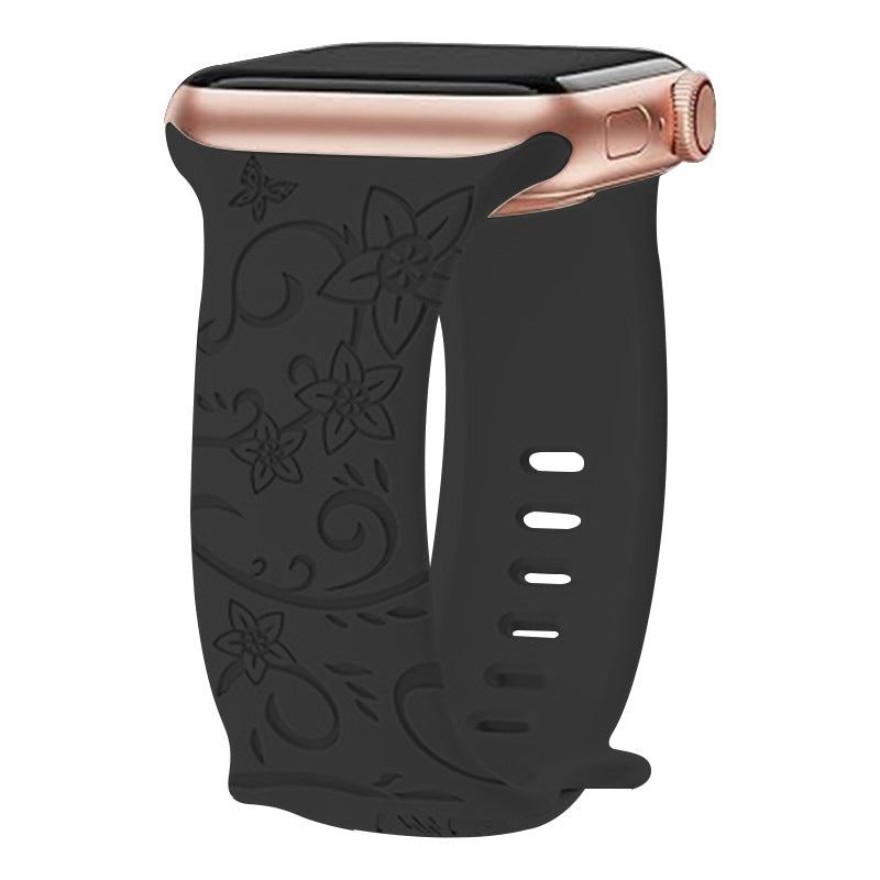 "Colorful Flower Carving" Silicone Embossed Band For Apple Watch