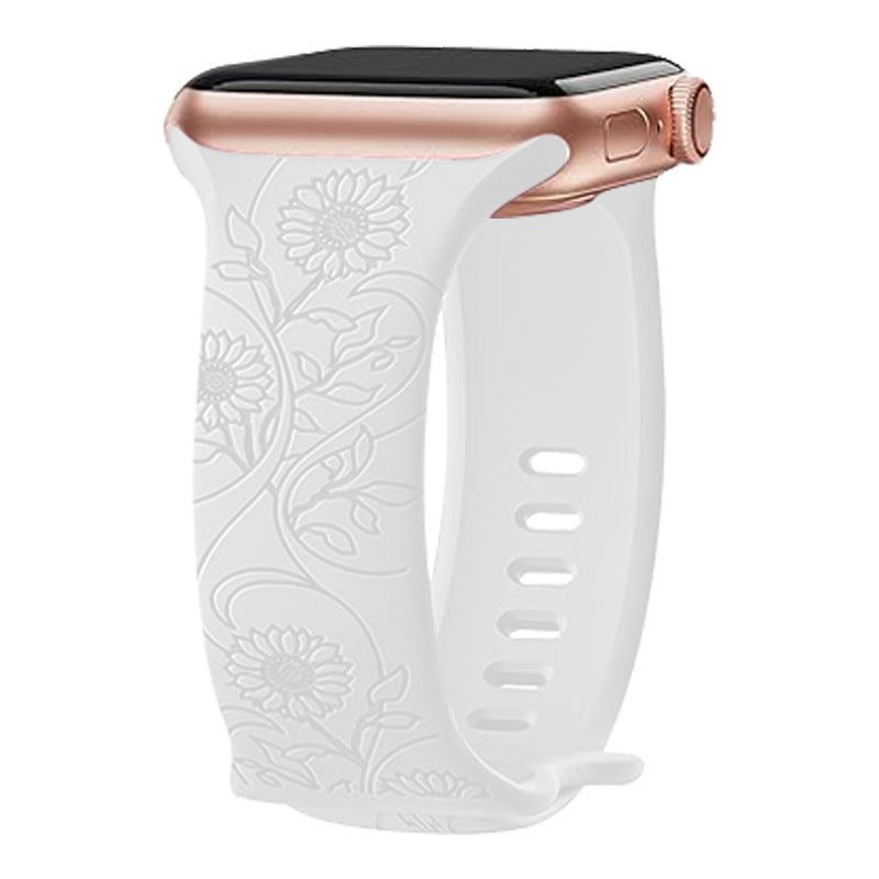 "Colorful Flower Carving" Silicone Embossed Band For Apple Watch