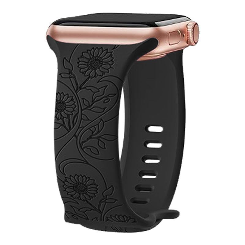 "Colorful Flower Carving" Silicone Embossed Band For Apple Watch