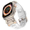 Apple Watch用チタンコネクタ付きフッ素エラストマーバンド - 白（夜間は蛍光グリーン）