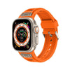 Apple Watch用「ハニカムインスパイアバンド」通気性のあるTPUループとメタルバックル - オレンジ+チタンカラー（バックル）