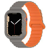 Apple Watch用スポーツ用マグネット式シリコン一体型ウォッチバンド - グレー + オレンジ