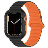 Apple Watch用スポーツ用マグネット式シリコン一体型ウォッチバンド - 黒 + オレンジ