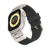 Apple Watch用 ストライプ柄シリコンバンド（亜鉛合金コネクタ付き） - 黒
