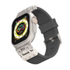 Apple Watch用 ストライプ柄シリコンバンド（亜鉛合金コネクタ付き） - グレー