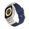 Apple Watch用 ストライプ柄シリコンバンド（亜鉛合金コネクタ付き） - 青い
