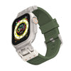Apple Watch用 ストライプ柄シリコンバンド（亜鉛合金コネクタ付き） - 緑