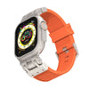Apple Watch用 ストライプ柄シリコンバンド（亜鉛合金コネクタ付き） - オレンジ