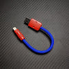 超ソフト編み込み240Wカラーブロックショート充電ケーブル - ダークブルー＆レッド