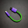 超ソフト編み込み240Wカラーブロックショート充電ケーブル - 緑と紫
