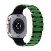 Apple Watch用鮮やかな2色マグネットシリコンバンド - グリーン＆ブラック