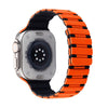 Apple Watch用鮮やかな2色マグネットシリコンバンド - オレンジ＆ブラック