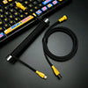 「チャビー」USB-Type Cスプリングキーボードケーブル - ブラック+イエロー - シルバーのウェイトバー付き