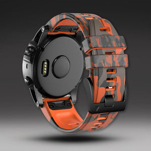 22mm &amp; 26mm 迷彩柄シリコン製調節可能ウォッチバンド Samsung/Garmin/Fossil/その他対応