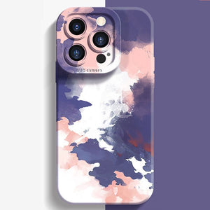「カラフルな水彩画」シリコン製フルカバーバンパー保護iPhoneケース