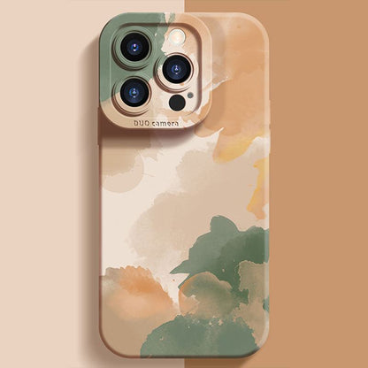 「カラフルな水彩画」シリコン製フルカバーバンパー保護iPhoneケース