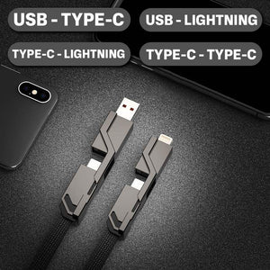 「Cyber」4 in 1 高速充電ケーブル (1 本ですべてのデバイスに対応)