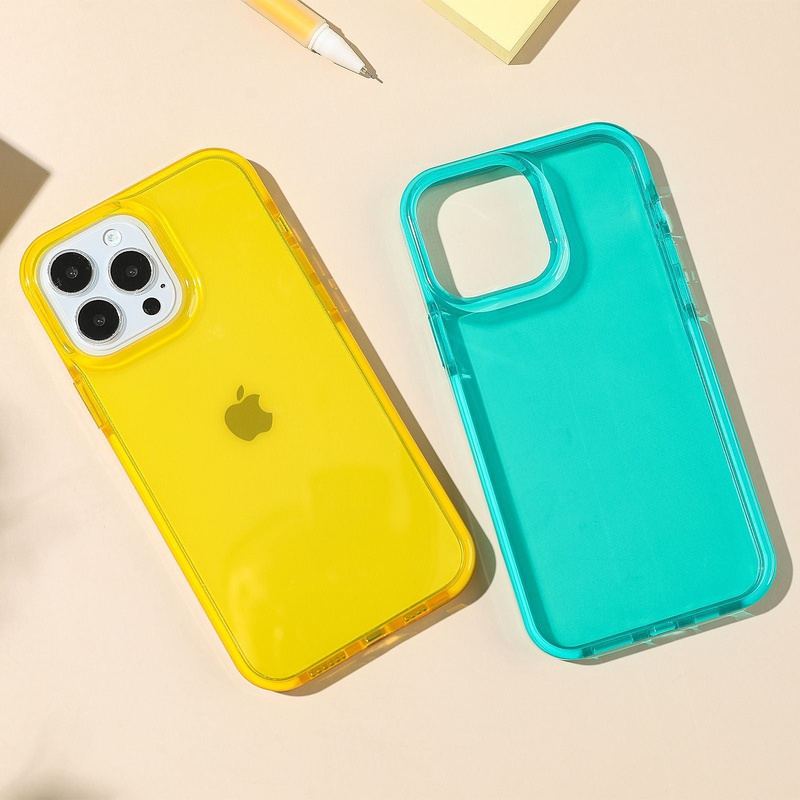 カラフルで透明な耐衝撃フルカバーiPhoneケース