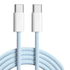iPhone 15用マカロン編み急速充電ケーブル - 青い