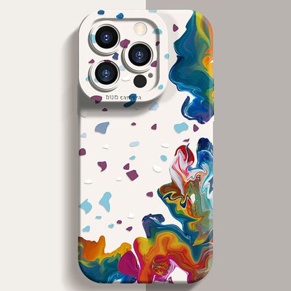 「カラフルな水彩画」シリコン製フルカバーバンパー保護iPhoneケース