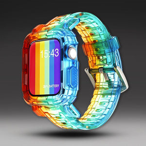 「See Through Me」グラデーションカラーの透明アップルウォッチバンド
