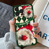 クリスマススタイル - レザーエンボス加工のスマホケース - 緑