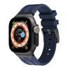 Apple Watch用高級リキッドシリコンバンド - 青+黒コネクタ