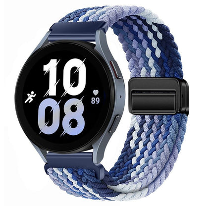 20mm &amp; 22mm ストライプナイロン織りマグネット式ウォッチストラップ Samsung/Garmin/Fossil/その他対応