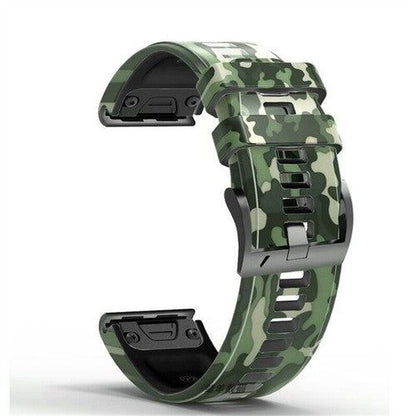 22mm &amp; 26mm 迷彩柄シリコン製調節可能ウォッチバンド Samsung/Garmin/Fossil/その他対応