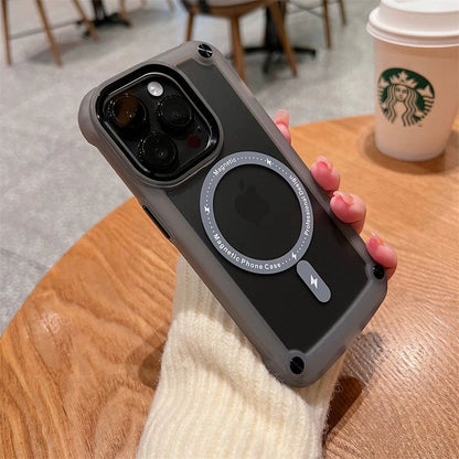 フロストマグネットMagsafe透明シンプルシリコンiPhoneケース