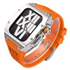 「メタリックウォッチバンド」電気メッキワンピースApple Watch用改造ケース - オレンジ（ピンバックル）
