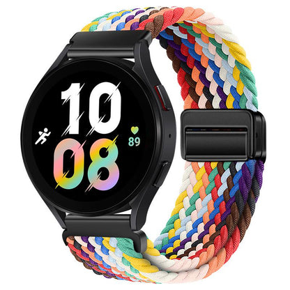 20mm &amp; 22mm レインボーナイロン織りマグネット式ウォッチストラップ（Samsung/Garmin/Fossil/その他対応） 