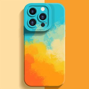 「カラフルな水彩画」シリコン製フルカバーバンパー保護iPhoneケース