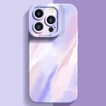「カラフルな水彩画」シリコン製フルカバーバンパー保護iPhoneケース