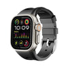 「スポーツバンド」通気性と吸汗性に優れたApple Watch用シリコンバンド - ブラック+シルバーバックル