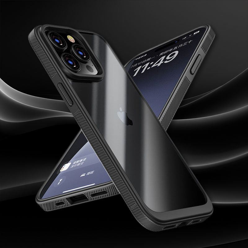 ピュアカラー透明ソフトエッジiPhoneケース - レンズプロテクター内蔵
