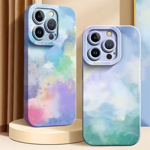 「カラフルな水彩画」シリコン製フルカバーバンパー保護iPhoneケース