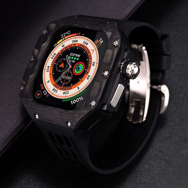 Apple Watch Ultra用「メカニカルバンド」カーボンファイバー一体型フッ素エラストマーケース