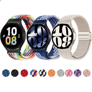 20mm &amp; 22mm ストライプナイロン織りマグネット式ウォッチストラップ Samsung/Garmin/Fossil/その他対応