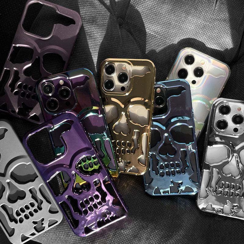 「ハロウィン＆ダークパンク」スカル柄 カラフル放熱iPhoneケース